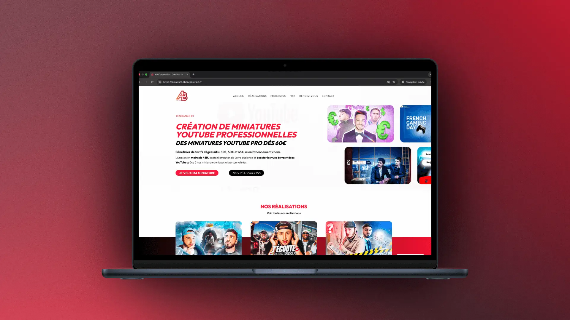 Mockup du site de conception de miniatures d'ABCorporation